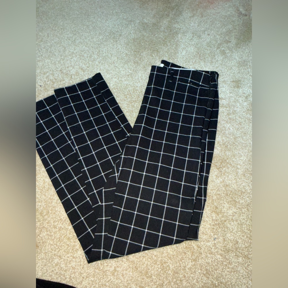 Black Grid womens Dress Pants